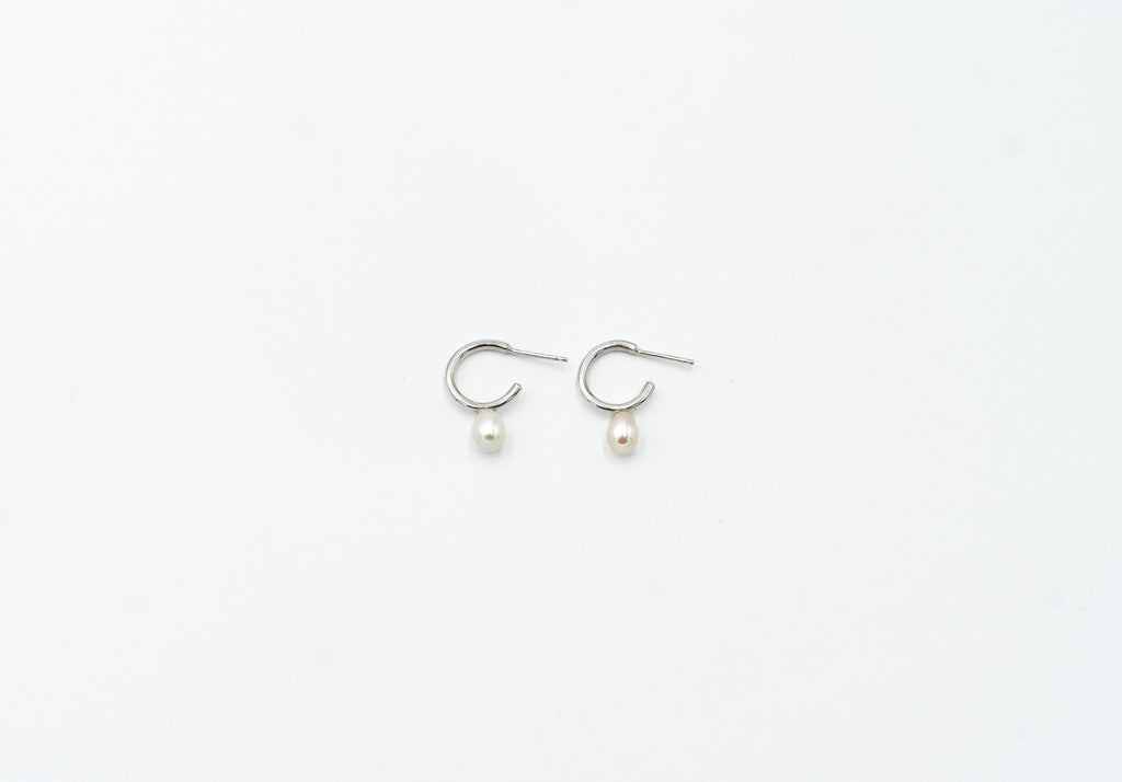 Tiny Pearl Hoops