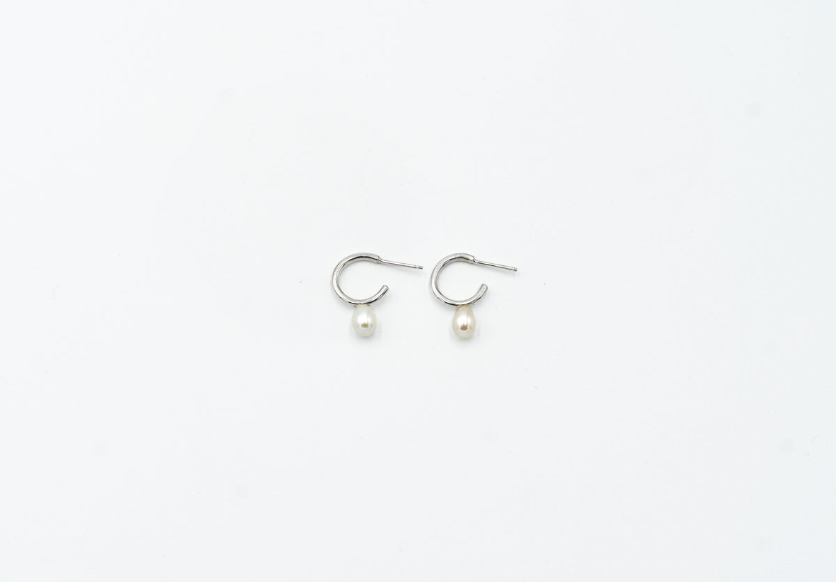 Tiny Pearl Hoops