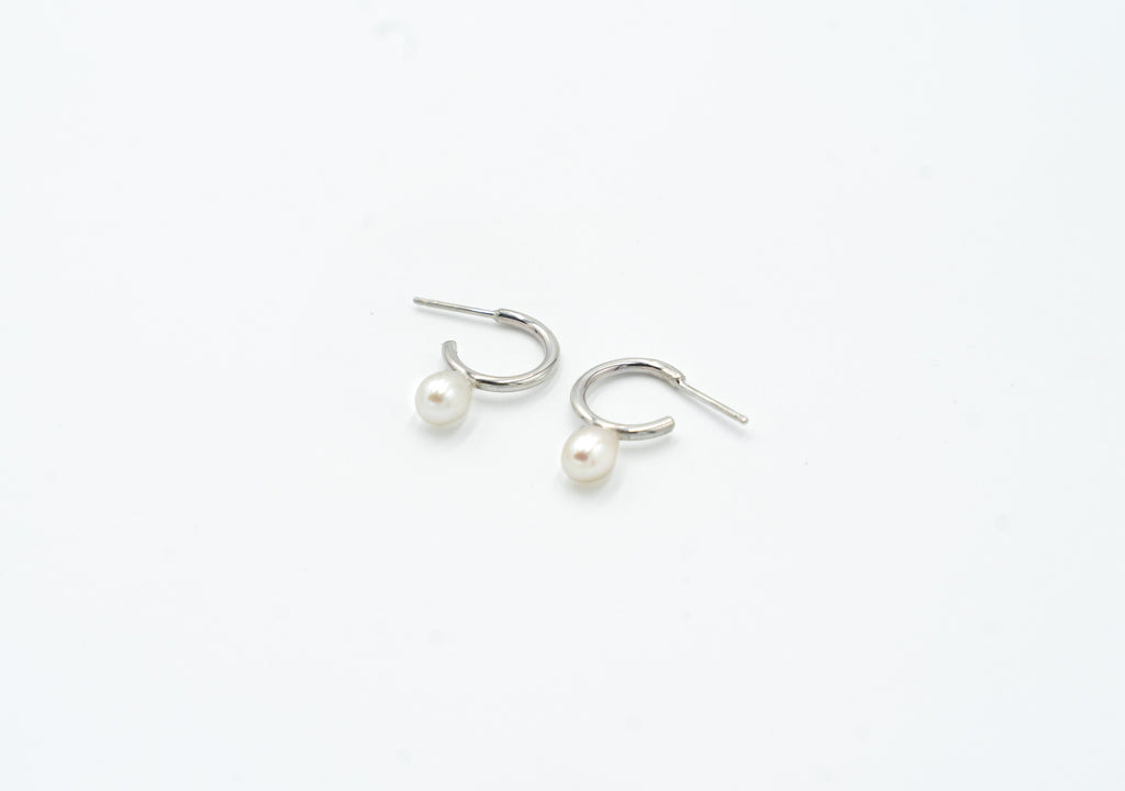 Tiny Pearl Hoops