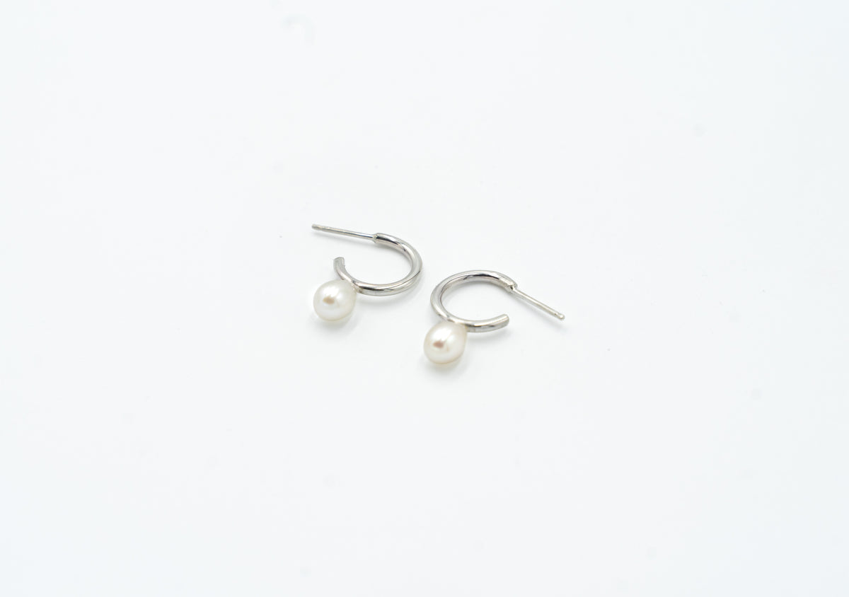 Tiny Pearl Hoops