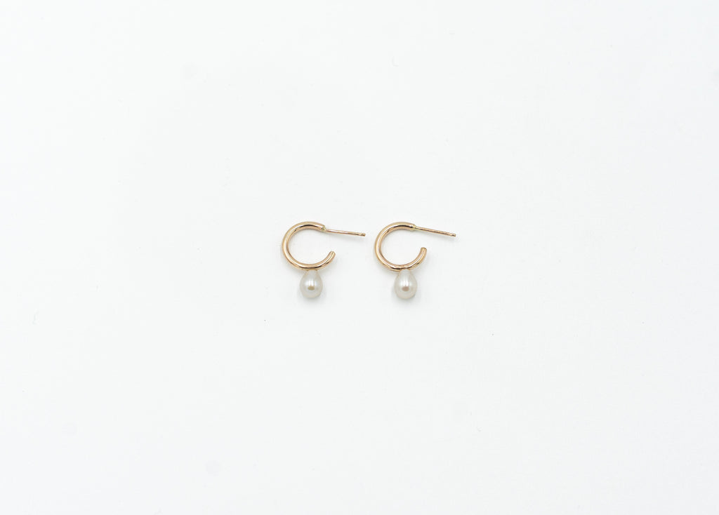 Tiny Pearl Hoops