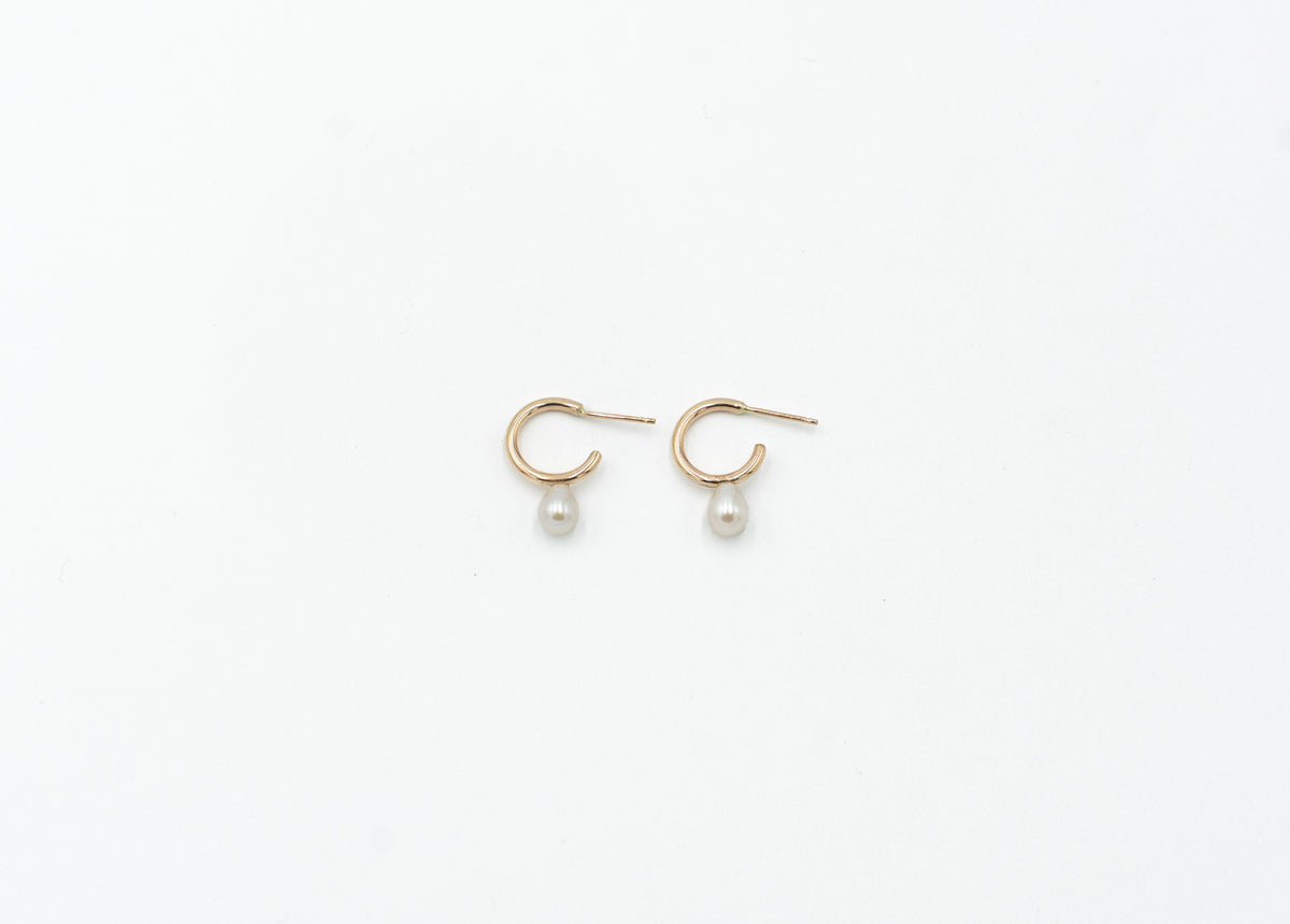 Tiny Pearl Hoops