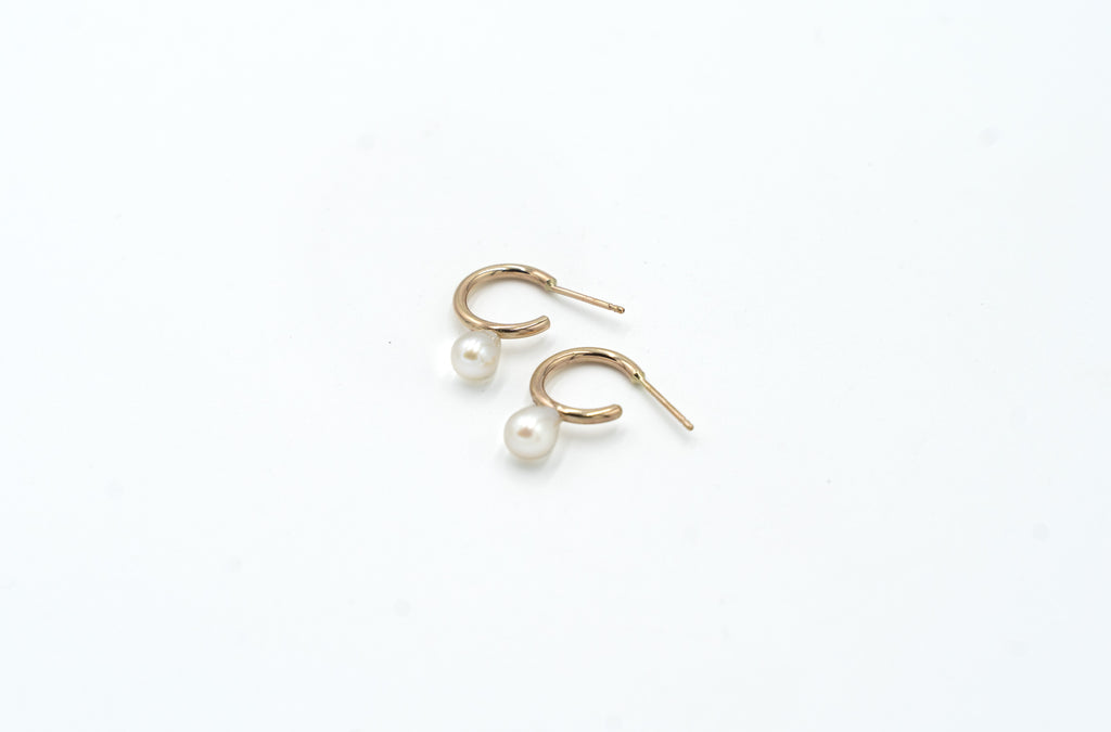 Tiny Pearl Hoops