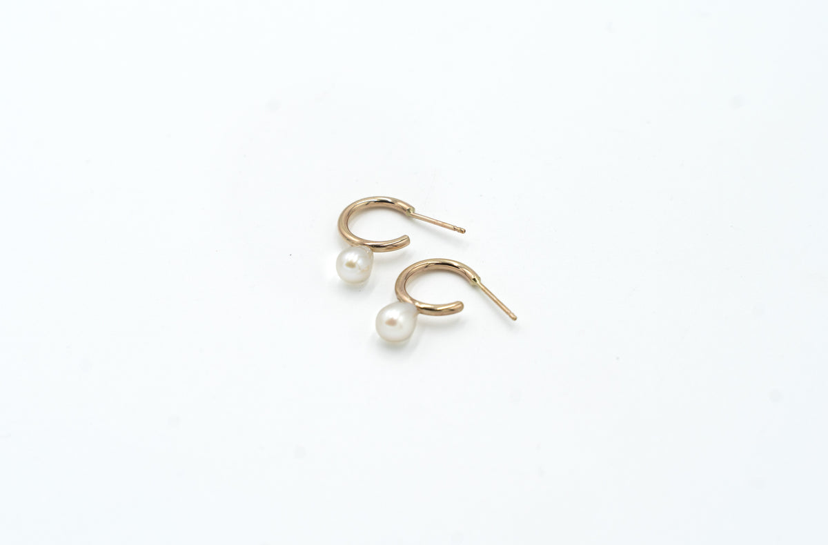 Tiny Pearl Hoops