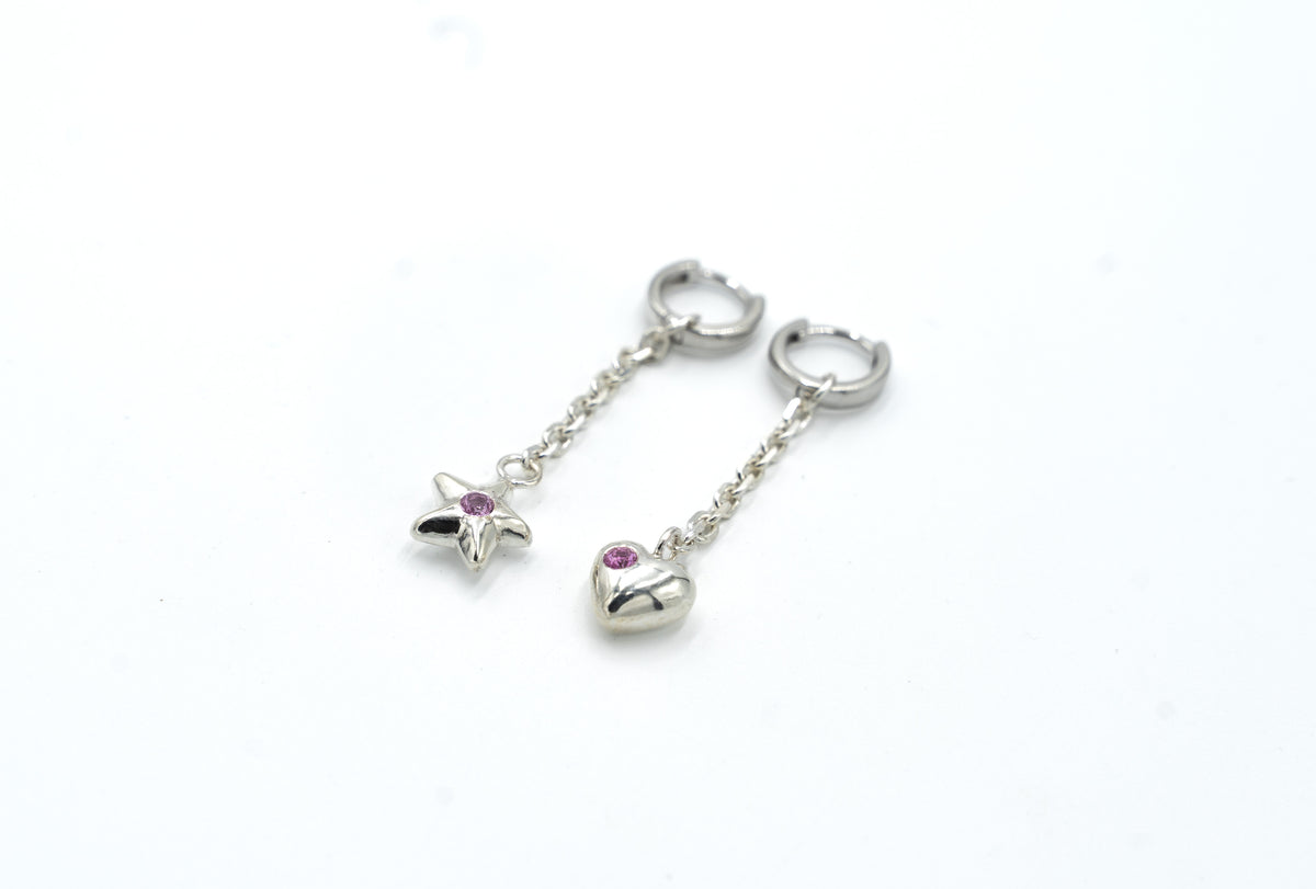 Charm Earrings - Pink Sapphire