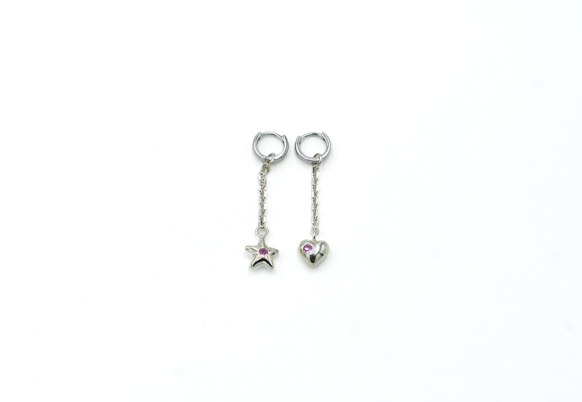 Charm Earrings - Pink Sapphire